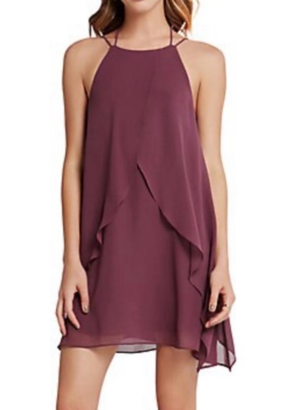 BCBGeneration Draped Halter Mini Dress - Plum